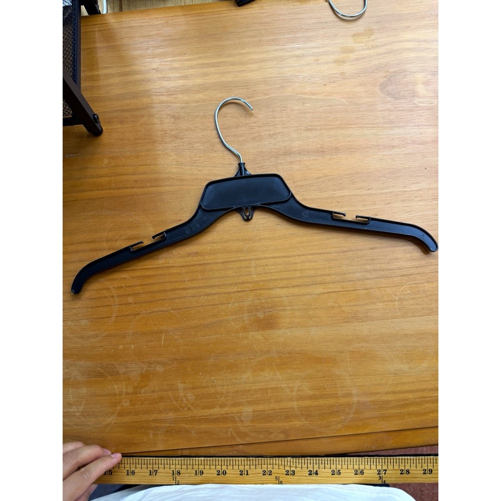 17" set of 50 Black  Hangers Plastic/Metal Hooks, Shoulder Notches for Top/Dress